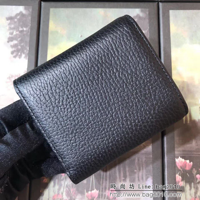 GUCCI古馳 頂級原單 早秋新品 雙色牛皮 女士翻蓋皮夾 524294 黑配粉 WTG2059